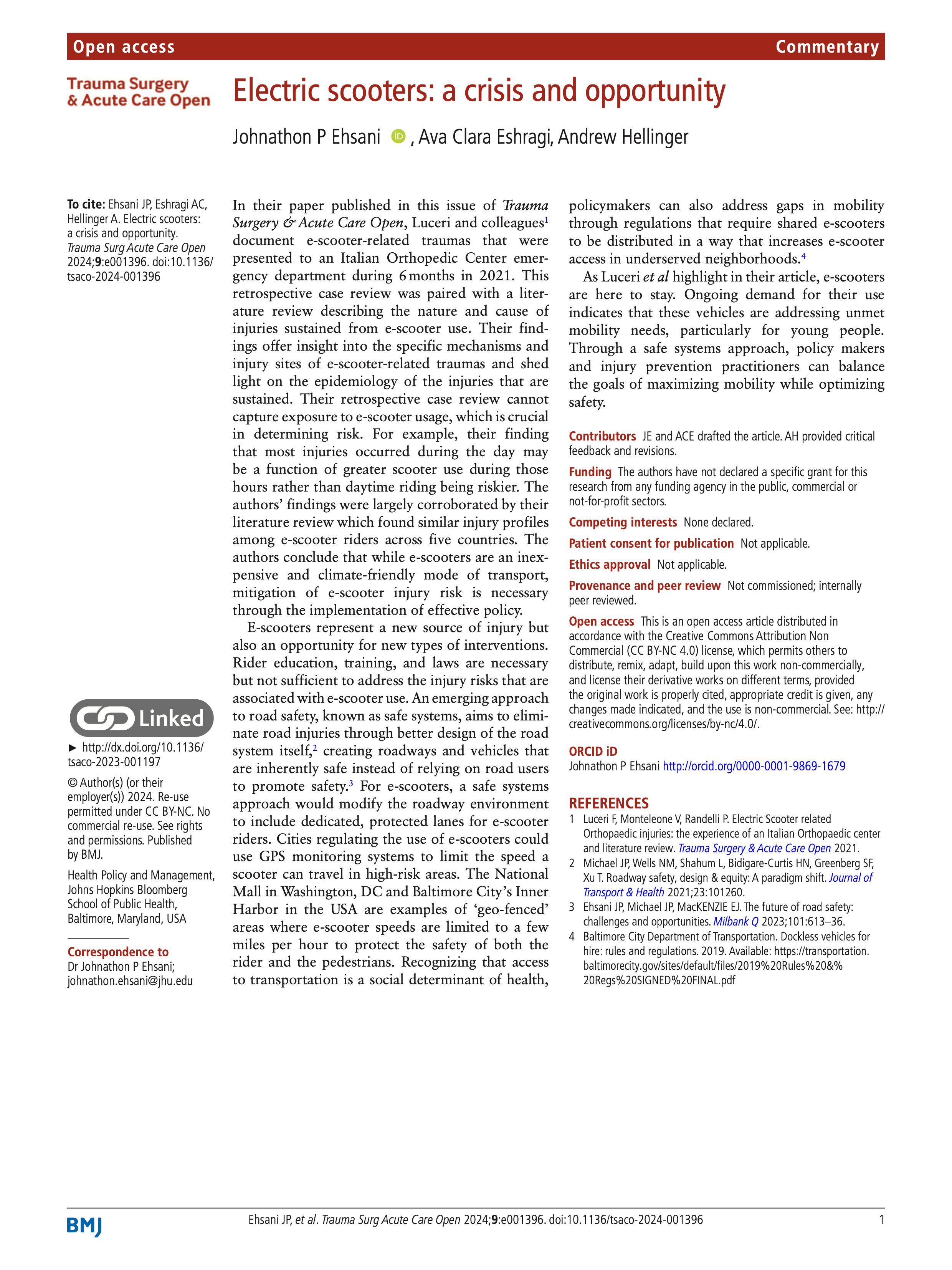 Screenshot of Trauma Surgery & Acute Care Open Publication
