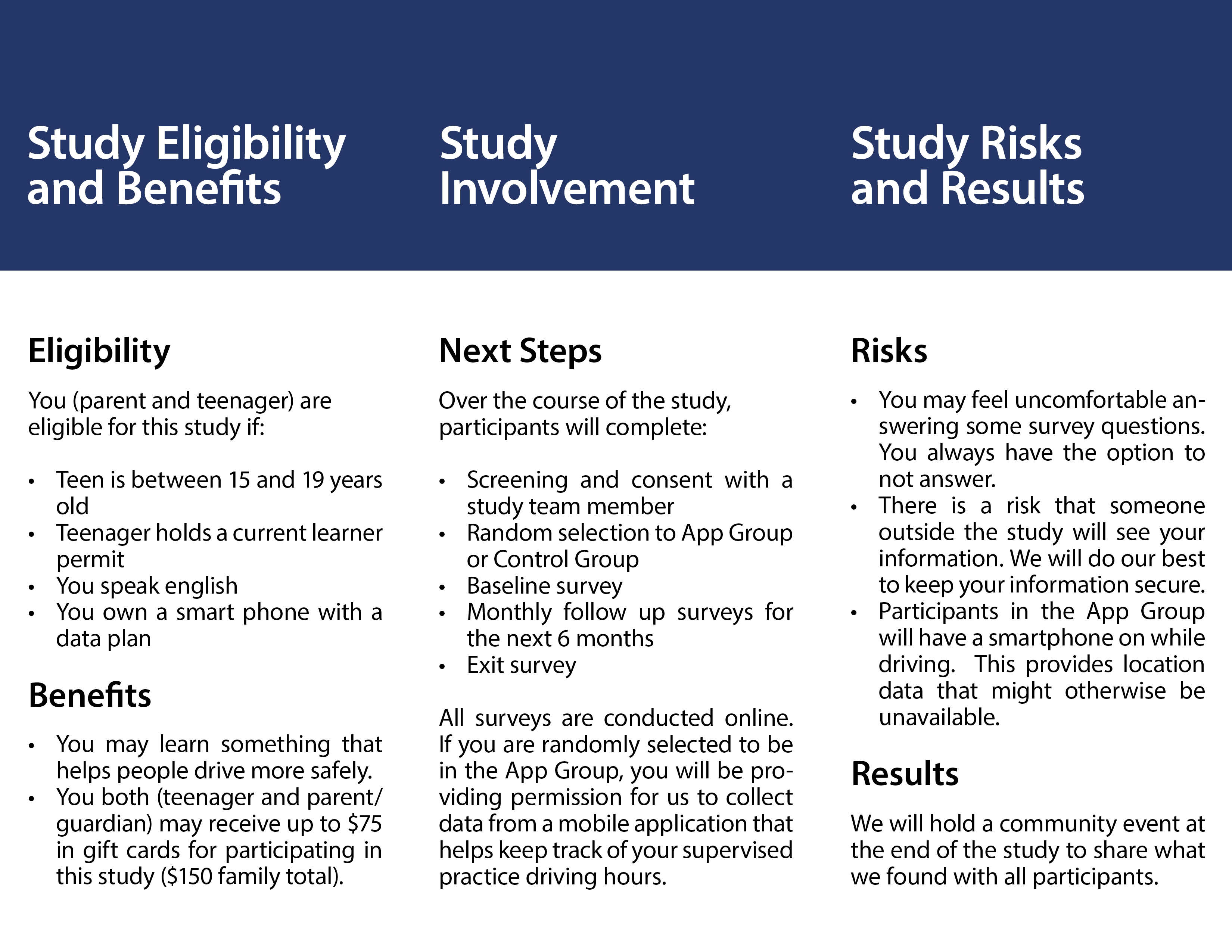 Research Study Recruitment Brochure